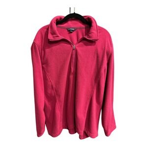 Lands' End Women's 3X 24W 26W Fleece Quarter Zip Pullover Raspberry Magenta Plus